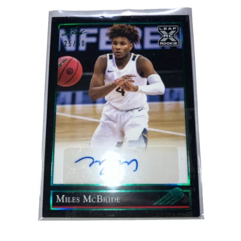 2021 Leaf Miles McBride Autograph Green Spectrum Foil NY Knicks Rookie Card RC